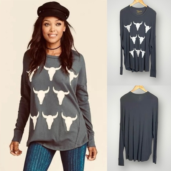 Show Me Your MuMu Tops - Show Me Your Mumu Mellow Size Medium Shirt Long Sleeve Waffle Knit Oversized Fit